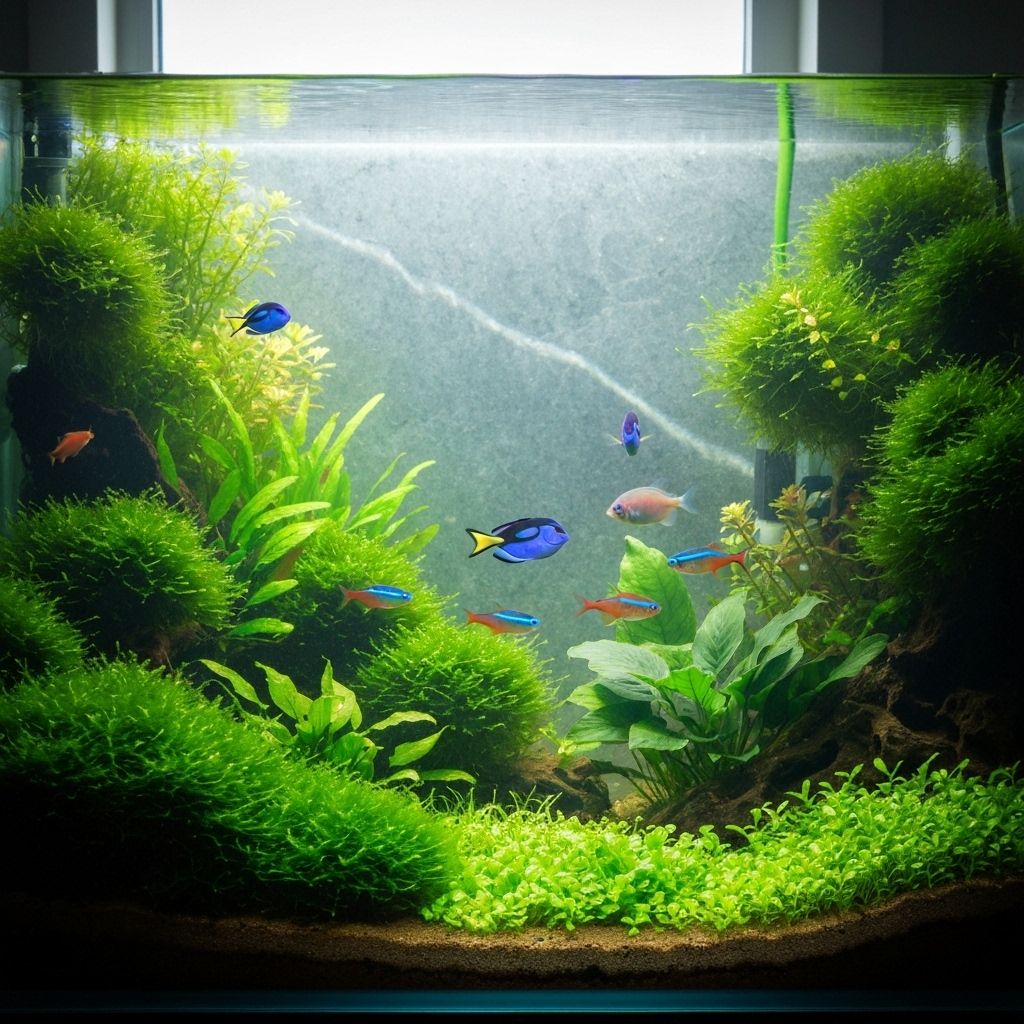 Healthy aquarium ecosystem maintained with proper volume management